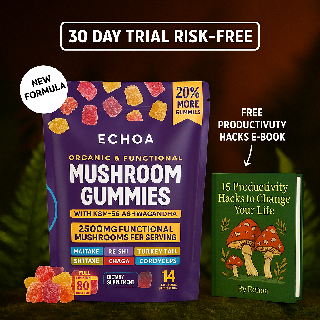 Mushroom Ashwagandha Gummies (Buy 1, Get 1 Free Today Only)