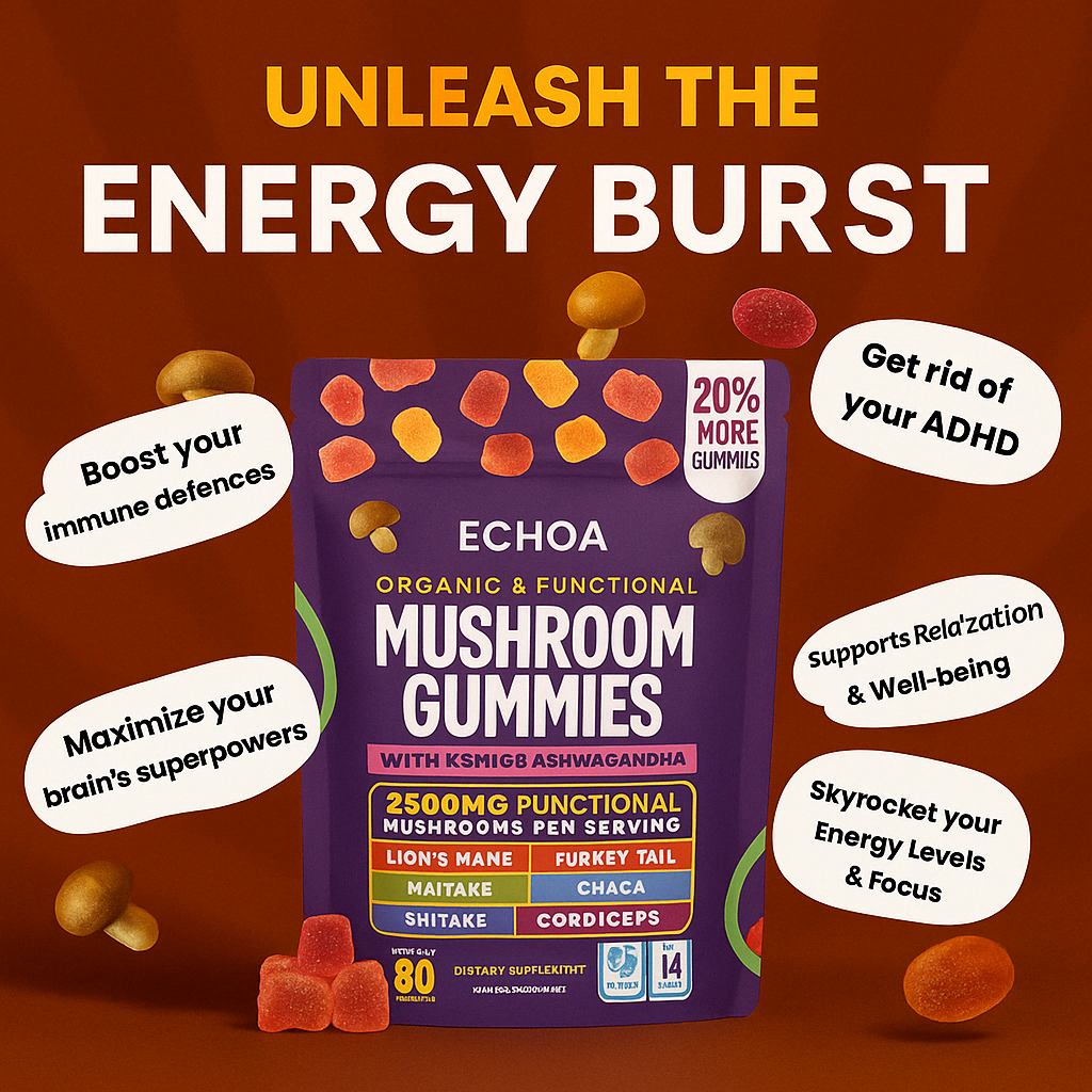 Mushroom Ashwagandha Gummies (Buy 1, Get 1 Free Today Only)
