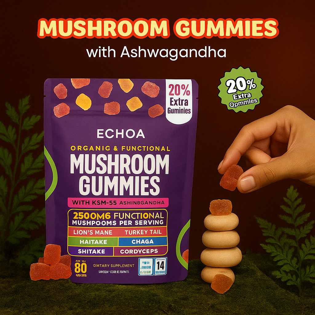 Mushroom Ashwagandha Gummies (Buy 1, Get 1 Free Today Only)